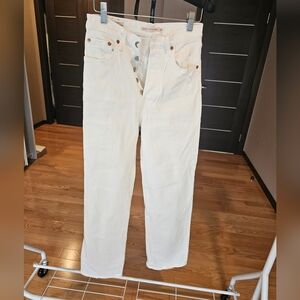 Levi's Womens White Ribcage Straight Ankle Jeans